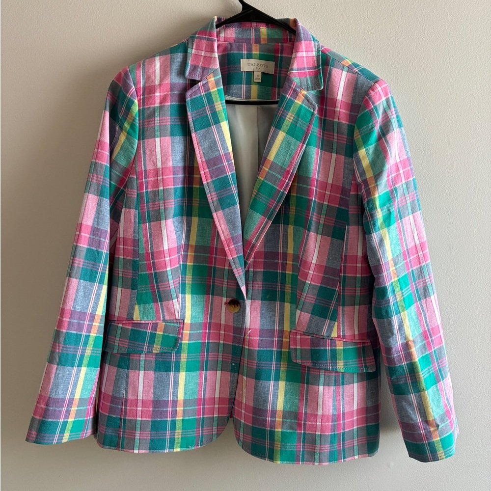 Talbots Colorful Plaid Blazer